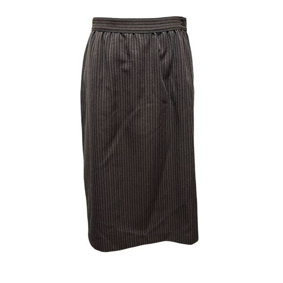 Sears Dresses & Skirts - Vintage Sears 'Skirts That Fit' Brown Pinstriped Midi Skirt Office Wear Size 16